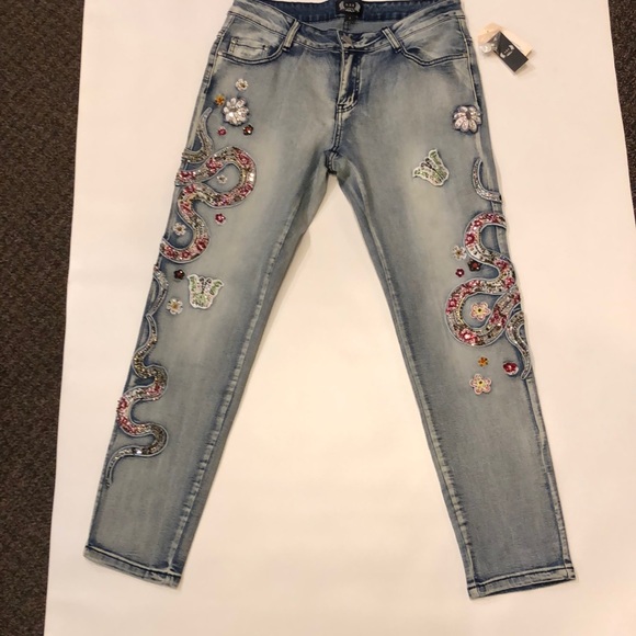ladies embellished jeans